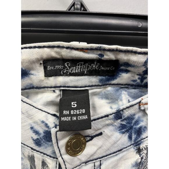 SouthPole Acid Wash Raw Hem Distressed‎ Shorts Juniors Size 5 Embellished - Picture 7 of 7